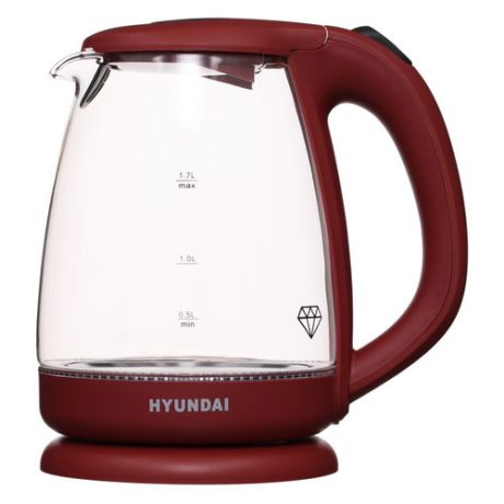 Чайник электрический HYUNDAI HYK-G1002, 2200Вт, бордовый