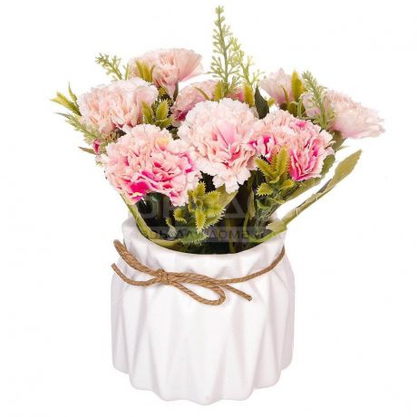 Цветок искусственный декоративный Композиция розовых цветов в кашпо Y6-2060 I.K, 18 см