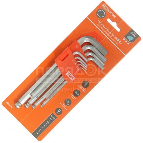 Набор шестигранных ключей TDM Electric SQ1020-0104 9 шт, 1.5-10 мм
