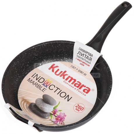 Сковорода с антипригарным покрытием Kukmara Темный мрамор смти260а без крышки, 26 см
