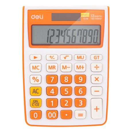 Калькулятор DELI E1238/OR, 12-разрядный, оранжевый