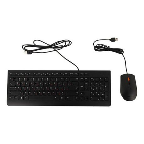 Комплект (клавиатура+мышь) LENOVO 300 U, USB, проводной, черный [gx30m39635]