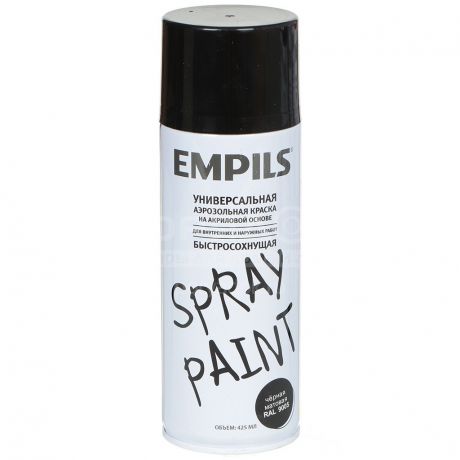 Эмаль аэрозольная Empils Spray Paint RAL 9005 черная, 425 мл