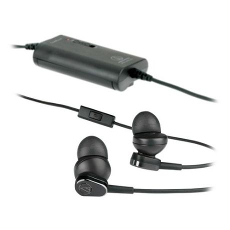 Наушники с микрофоном AUDIO-TECHNICA ATH-ANC33iS, 3.5 мм, вкладыши, черный [15116596]