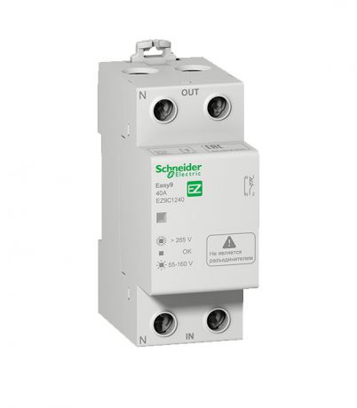 Реле контроля напряжения модульное Schneider Electric Easy9 (EZ9C1240) 230 В 40 А тип AC 2P клеммы тунельного типа