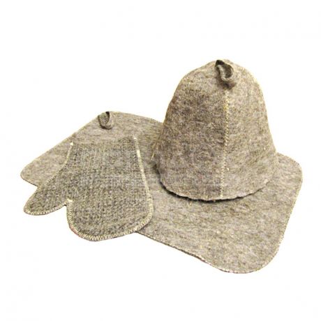 Набор для бани Трио 130004, 3 предмета (шапка, рукавица, коврик)