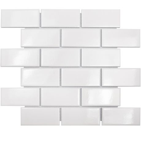 Мозаика Starmosaic Brick White Glossy белая керамическая 288х294х4,5 мм глянцевая