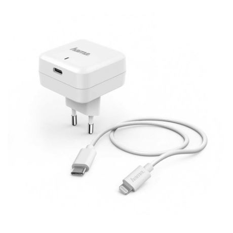 Сетевое зарядное устройство HAMA H-183316, USB type-C, 8-pin Lightning (Apple), 3A, белый