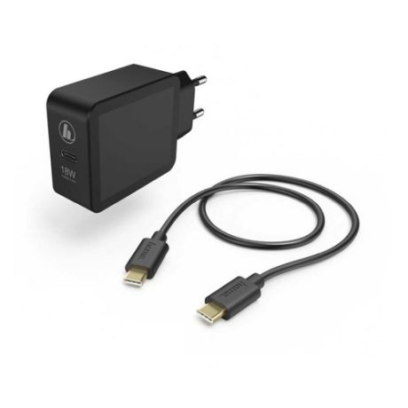 Сетевое зарядное устройство HAMA H-183326, USB type-C, USB type-C, 3A, черный