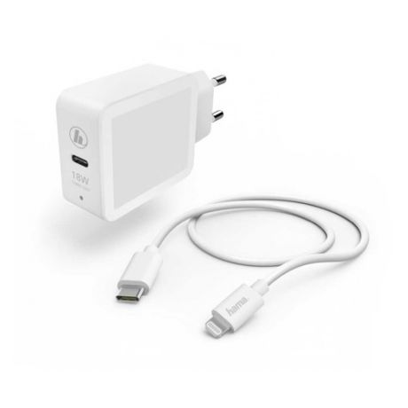Сетевое зарядное устройство HAMA H-188330, USB type-C, 8-pin Lightning (Apple), 3A, белый
