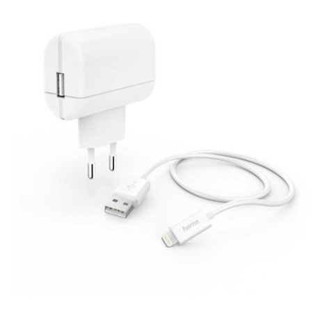 Сетевое зарядное устройство HAMA H-183265, USB, 8-pin Lightning (Apple), 2.4A, белый