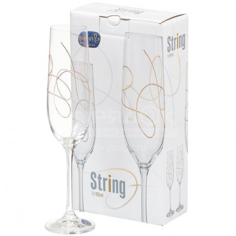 Бокал для шампанского Bohemia String Виола 40729/QH013/190/2, 2 шт, 190 мл