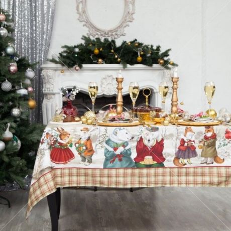 Набор столового текстиля, 5 предметов, Этель Зимние праздники (скатерть 110х150 см, салфетки)