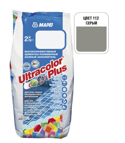 Затирка Mapei Ultracolor Plus 112 серая 2 кг