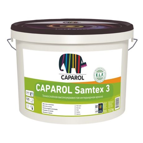 Краска водно-дисперсионная Caparol Samtex 3 ELF влагостойкая белая база 1 10 л
