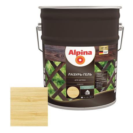 Антисептик Alpina Лазурь-гель декоративный для дерева сосна 10 л