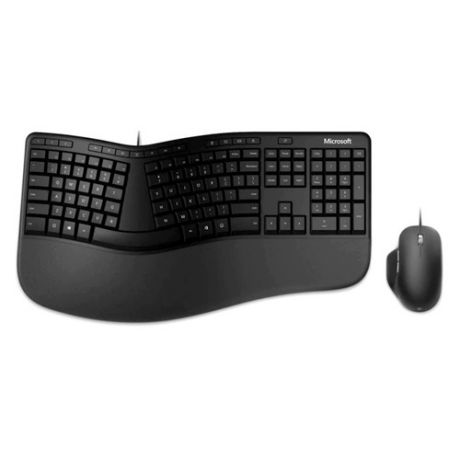 Комплект (клавиатура+мышь) MICROSOFT Ergonomic Keyboard Kili & Mouse LionRock, USB, проводной, черный [rju-00011]