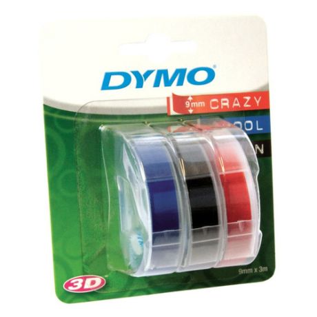 Картридж (тройная упаковка) DYMO Omega, белый / синий / черный / красный / 9мм, белый шрифт, синий/черный/красный фон, 3м [s0847750]