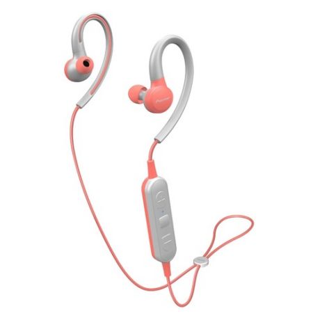 Наушники с микрофоном PIONEER SE-E6BT-P, Bluetooth, вкладыши, розовый/серый