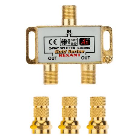 Сплиттер антенный REXANT 05-6101-1, F-TV(f) - GOLD золотистый