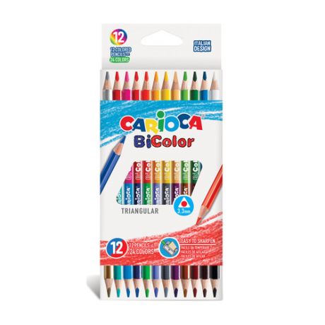 Упаковка карандашей цветных CARIOCA Bicolor 42991, 12 цв., коробка картонная 12 шт./кор.