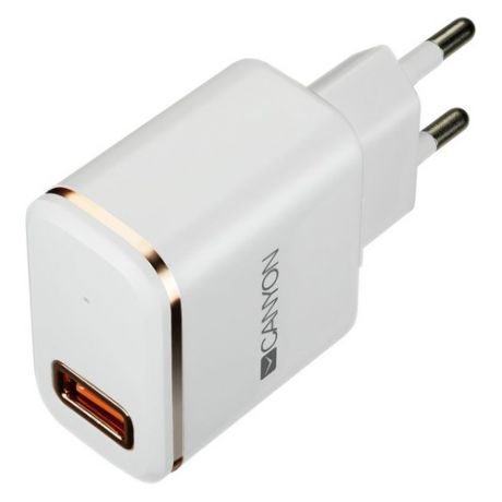 Сетевое зарядное устройство CANYON CNE-CHA043WR, USB, 8-pin Lightning (Apple), 2.1A, белый/золотистый