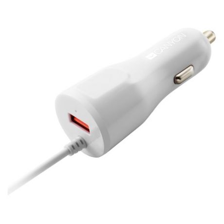 Автомобильное зарядное устройство CANYON CNE-CCA033W, USB, 8-pin Lightning (Apple), 2.4A, белый