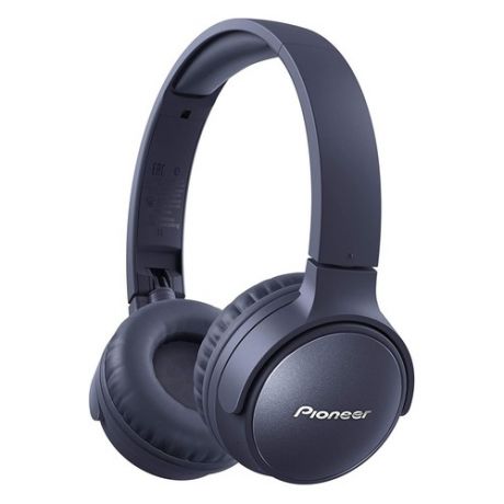 Наушники с микрофоном PIONEER SE-S6BN-L, Bluetooth, мониторные, синий