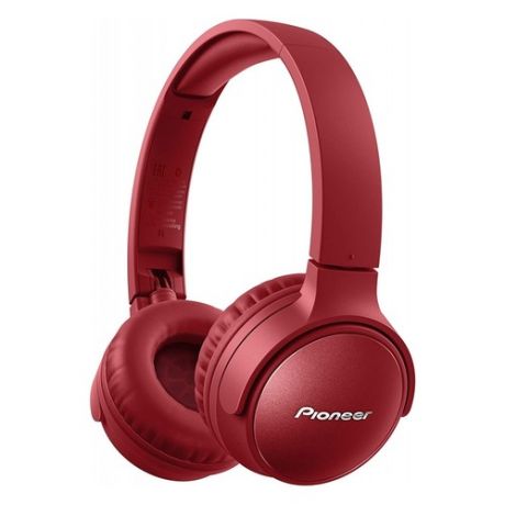 Наушники с микрофоном PIONEER SE-S6BN-R, Bluetooth, мониторные, красный