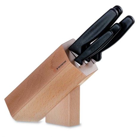 Кухонный набор из 5 ножей Victorinox, сталь X50CrMoV15, деревянная подставка