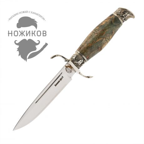 Нож Финка НКВД, сталь 95х18, карельская береза зеленая