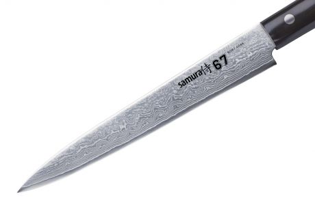 Нож кухонный "Samura 67" для нарезки 195 мм, дамаск 67 слоев, черная пакка