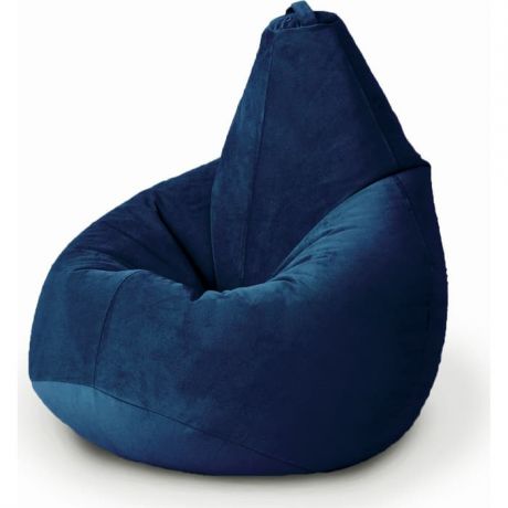Кресло бескаркасное Mypuff Груша темно-синий размер комфорт мебельный велюр bbb_502