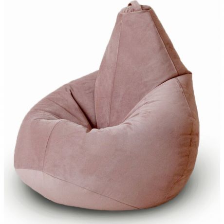 Кресло бескаркасное Mypuff Груша пудра размер комфорт мебельный велюр bbb_480