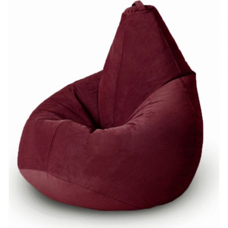 Кресло бескаркасное Mypuff Груша бордо размер комфорт мебельный велюр bbb_468