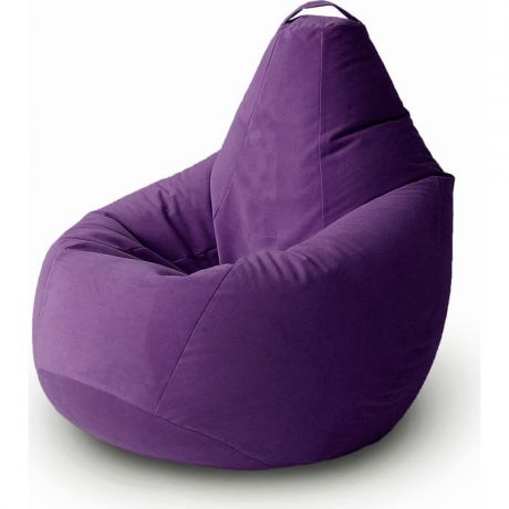 Кресло бескаркасное Mypuff Груша баклажан размер комфорт мебельный велюр bbb_467