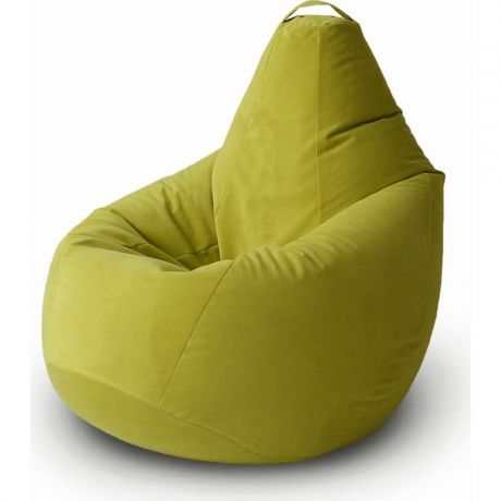 Кресло бескаркасное Mypuff Груша горчица размер комфорт мебельный велюр bbb_295