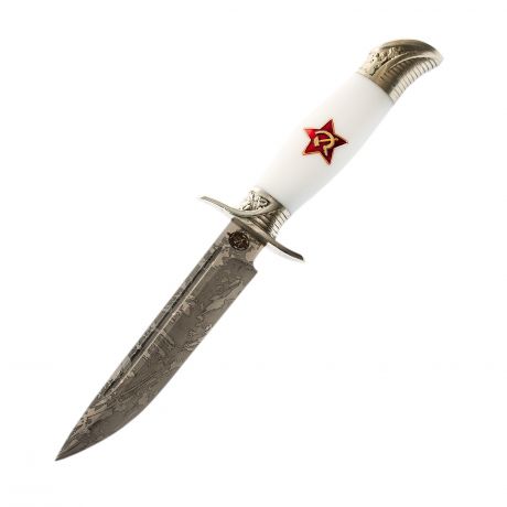 Нож Финка НКВД со звездой, сталь Х12МФ, белый акрил
