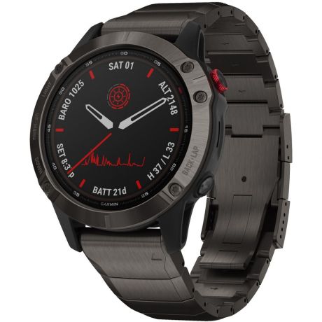 Смарт-часы Garmin Fenix 6 Pro Solar Carbon Gray with Titanium Band (010-02410-23)