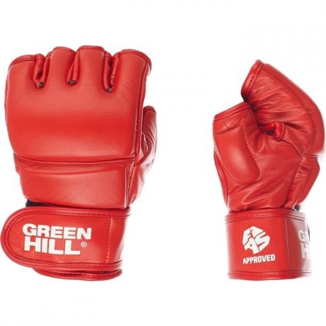 Перчатки для боевого самбо GREEN HILL арт. MMF-0026a-M-RD, р. M, одобр. FIAS, нат. кожа, красные