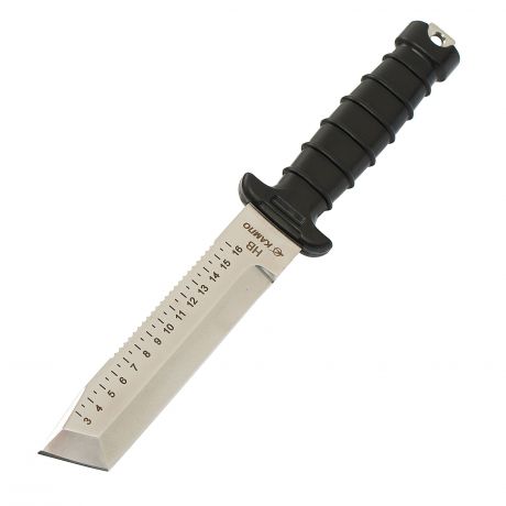 Нож водолазный НВ, сталь 95х18, рукоять термоэластопласт, пластиковые ножны