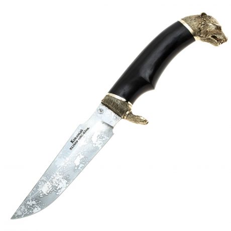 Нож Ирбис-2 с лапой гардой и головой волка, Х12МФ