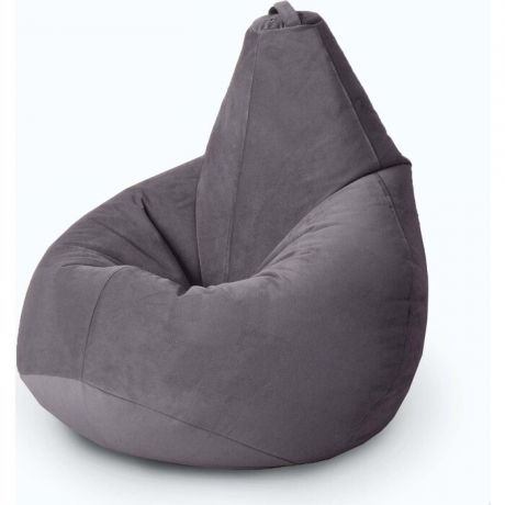Кресло бескаркасное Mypuff Груша антрацит размер комфорт мебельный велюр bbb-472