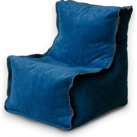 Бескаркасное кресло Mypuff Лофт-Элит синий микровельвет lf-454