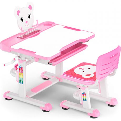 Комплект мебели (столик + стульчик) Mealux BD-04 New Teddy pink столешница белая/пластик розовый