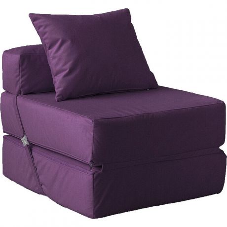 Бескаркасное кресло-кровать Mypuff Баклажан мебельный велюр kv-467