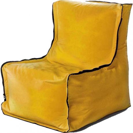 Бескаркасное кресло Mypuff Лофт желтый мебельный велюр lf-535