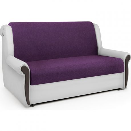 Шарм-Дизайн Диван-кровать Аккорд М 120 фиолетовая рогожка и экокожа белая