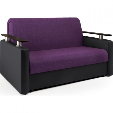 Шарм-Дизайн Диван-кровать Шарм 120 фиолетовая рогожка и черная экокожа