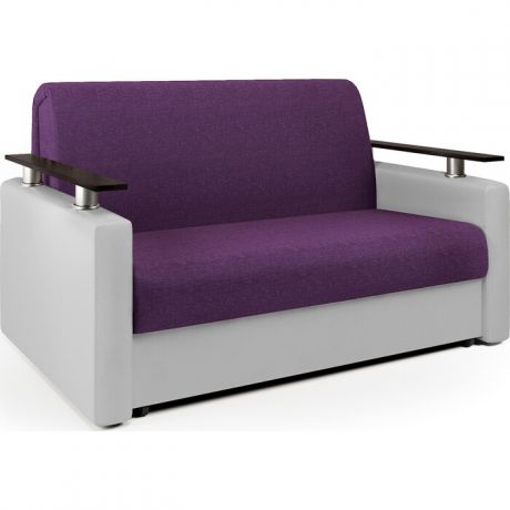 Шарм-Дизайн Диван-кровать Шарм 120 фиолетовая рогожка и экокожа белая